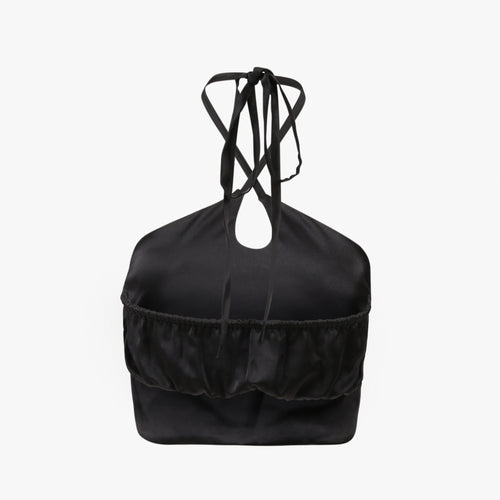 Halter-neck Black Crop Top