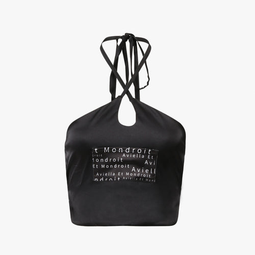 Halter-neck Black Crop Top