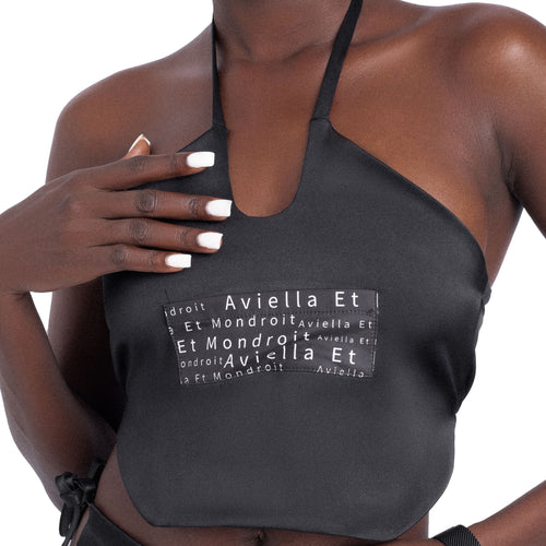 Halter-neck Black Crop Top