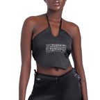 Halter-neck Black Crop Top