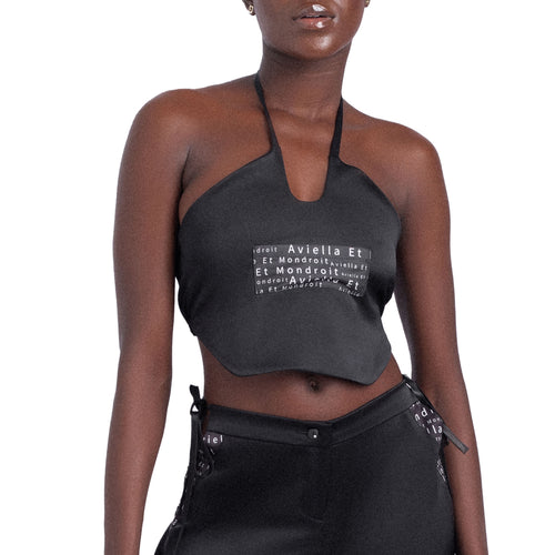 Halter-neck Black Crop Top