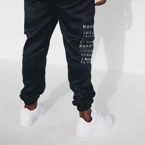 Monoprint Black Cargo Pants