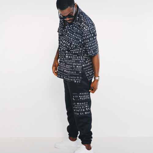 Monoprint Black Cargo Pants